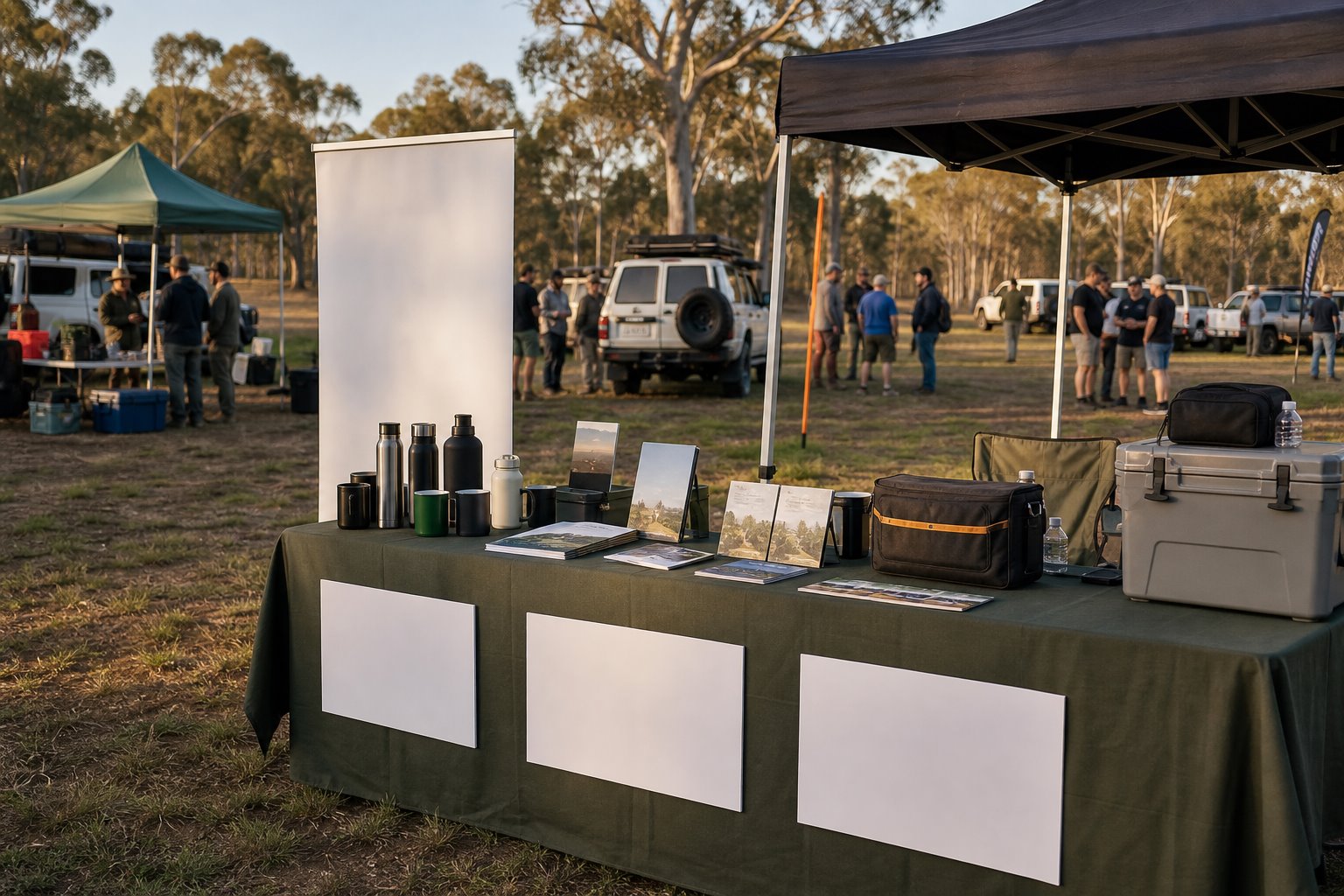 Sponsor showcase display at an outdoor field-day